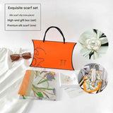 Butterfly and Flower Styles Korean Design 70x70cm Imitation Silk Scarf Gift Set for Women - Fashionable Square Scarf with Scarf Ring & Luxury Gift Box, Versatile Neck Scarf for Mum, Grandma, Ladies - Ideal Gift for Mother's Day, Birthday, Anniversary