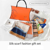 Butterfly and Flower Styles Korean Design 70x70cm Imitation Silk Scarf Gift Set for Women - Fashionable Square Scarf with Scarf Ring & Luxury Gift Box, Versatile Neck Scarf for Mum, Grandma, Ladies - Ideal Gift for Mother's Day, Birthday, Anniversary