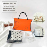 Black Polka-Dot Style Korean Design 70x70cm Imitation Silk Scarf Gift Set for Women - Fashionable Square Scarf with Scarf Ring & Luxury Gift Box, Versatile Neck Scarf for Mum, Grandma, Ladies - Ideal Gift for Mother's Day, Birthday, Anniversary