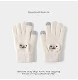 White Winter Cashmere-Like Scarf and Gloves Gift Set for Women - Solid Color Tassel Warm Neck Wrap with Touchscreen Knit Mittens, Premium Gift Box - Birthday & Holiday Present