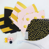 12-piece Kids Birthday Party Hats Set - Gold Pink and Black Paper Cone Hats with Pom Pom Tops, Fun Party Table Decorations, Celebration Accessories for Birthday Events and Themed Gatherings