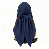 Dark blue 90 x 90cm Women Solid Colour Square Scarf - Lightweight Polyester Head Scarf and Shawl Wrap, Soft Casual Neck Scarf for Travel, Hair Styling and Everyday Layering