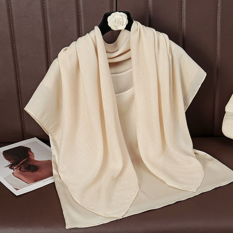 Beige 90 x 90cm Women Solid Colour Square Scarf - Lightweight Polyester Head Scarf and Shawl Wrap, Soft Casual Neck Scarf for Travel, Hair Styling and Everyday Layering