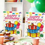 4 pcs Cartoon half chair covers birthday(Happy birthday*3 and It's my birthday*1) - Stretch Dining Chair Back Cover with Gift Print Decorative Slipcover for Birthday Party Home Dining Room Decoration chair back covers party