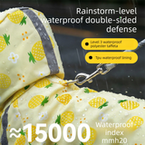 Yellow S size Pineapple Print Full-Cover Dog Raincoat with Transparent Hood, Waterproof Four-Leg Pet Rain Suit with Reflective Strips and Integrated Leash Ring for Small and Medium Dogs