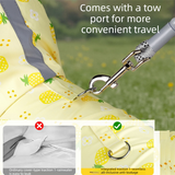 Yellow L size Pineapple Print Full-Cover Dog Raincoat with Transparent Hood, Waterproof Four-Leg Pet Rain Suit with Reflective Strips and Integrated Leash Ring for Small and Medium Dogs