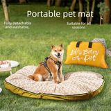 Blue S size Portable Foldable Pet Bed Mat – Waterproof Travel Dog Bed and Cat Cushion with Carry Handles, Removable Washable Cover, Plush Comfort Padding for Indoor and Outdoor Use