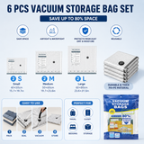 Portable Cordless Handheld Vacuum Cleaner & 6-piece Vacuum Storage Bag Set, 4-in-1 Air Duster, Vacuum Pump and Suction Cleaner with Reusable Compression Bags for Home and Travel