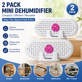 2 pack Mini Rechargeable Dehumidifier for Wardrobes, Closets and Shoe Cabinets, Reusable Moisture Absorber with Colour Indicator, Compact Anti-Mould Humidity Control Device