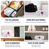 2 pack Mini Rechargeable Dehumidifier for Wardrobes, Closets and Shoe Cabinets, Reusable Moisture Absorber with Colour Indicator, Compact Anti-Mould Humidity Control Device