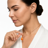 Orange Opal Teardrop Rose gold-plated chain Pendant Necklace for Women, Elegant Sparkling Opal Drop Necklace, Adjustable Chain Fashion Jewellery Gift