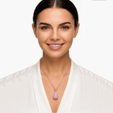 Pink Opal Teardrop Rose gold-plated chain Pendant Necklace for Women, Elegant Sparkling Opal Drop Necklace, Adjustable Chain Fashion Jewellery Gift