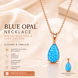 Blue Opal Teardrop Rose gold-plated chain Pendant Necklace for Women, Elegant Sparkling Opal Drop Necklace, Adjustable Chain Fashion Jewellery Gift