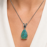Green Opal Teardrop Platinum-plated chain Pendant Necklace for Women, Elegant Sparkling Opal Drop Necklace, Adjustable Chain Fashion Jewellery Gift