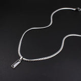 Black Zircon Bar Pendant Necklace 40cm+5cm for Men, Stainless Steel Cuban Chain Necklace, Minimalist Hip Hop Street Style Jewellery