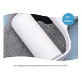2-piece Blue Quick-drying pet grooming glove towel; made of soft, highly absorbent coral fleece; suitable for drying dogs and cats after bathing.