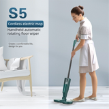S5 Green  Cordless Electric Spin Mop with Spray Function USB Rechargeable Floor Cleaner - Dual Rotating Mop Heads, Wet and Dry Cleaning, Lightweight Home Cleaning Solution for Hard Floors