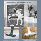 S5 Green  Cordless Electric Spin Mop with Spray Function USB Rechargeable Floor Cleaner - Dual Rotating Mop Heads, Wet and Dry Cleaning, Lightweight Home Cleaning Solution for Hard Floors