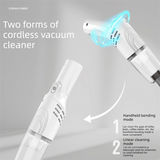 White Cordless Handheld Vacuum Cleaner with Extension Wand -  Wireless Home, Car and Pet Hair Vacuum, USB Rechargeable Lightweight Dust Mite Cleaner