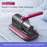 2-piece Home Cleaning  Bundle - Golden UV Mattress Mite Vacuum Cleaner & White Cordless Handheld Stick Vacuum Set, Wireless Rechargeable Home Car Pet Hair Cleaning Kit