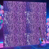 5 pcs Purple Lightning Tinsel Curtain Backdrop - Shimmer Foil Fringe Party Decoration for Birthday, Music Theme, Dance Party and Photo Booth