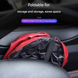 Red Car Trash Can - Foldable Dual-Layer Waterproof Car Garbage Bin , Space-Saving, Easy Clean, Portable Storage for Vehicle Interior, Durable Faux Leather Material