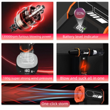 Black  High-speed Handheld Turbo Vacuum and Blower set– ABS Portable Multifunction Duster – 130000 RPM, 8000Pa Suction, 180g Air Pressure, Quick Charge, Multi-Scenario Cleaning for Home, Car, Electronics
