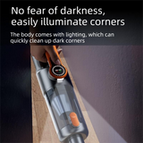 Silver and Orange Cordless Handheld Vacuum Cleaner 17000Pa High Suction Portable Rechargeable 5 in 1 Car Home Cleaning Device Multi Function Dust Removal Tool Lightweight Easy Clean ECO MAX Modes