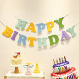 3-pcs Birthday Party Decoration Set with 2-pack Smiley Daisy Balloon Centerpieces & Blue and Green Happy Birthday Felt Banner, Kids Birthday Party Decor Kit, Photo Booth Backdrop Supplies,