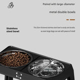Grey Adjustable Elevated Dog Bowl Stand with Stainless Steel Double Bowls, Foldable Raised Pet Feeding Station for Medium & Large Dogs, Anti-Slip Height Adjustable Food and Water Feeder