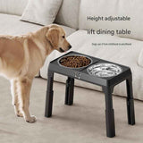 Pet Care Bundle Set – Grey Adjustable Elevated Double Dog Bowl & White and Grey 2-in-1 Self-Cleaning Pet Grooming Comb, Stainless Steel Feeding Station and Deshedding Brush for Dogs & Cats