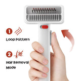 Pet Care Bundle Set – Grey Adjustable Elevated Double Dog Bowl & White and Grey 2-in-1 Self-Cleaning Pet Grooming Comb, Stainless Steel Feeding Station and Deshedding Brush for Dogs & Cats