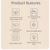 Black 650ML USB Mini Humidifier with Aromatherapy Function, Cool Mist Air Humidifier for Bedroom, Home Office, Quiet Large Mist Output Diffuser with Night Light