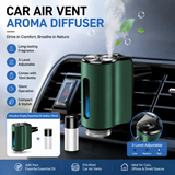 Green Car Vent Air Freshener Diffuser (Includes a 10ml empty essential oil bottle) 3-Speed Adjustable Aroma Atomiser – Compact Aluminum Alloy USB Essential Oil Car Fragrance Clip
