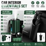 2 pcs Car interior essentials set-Green Car Air Vent Aroma Diffuser &Black Hanging Storage Bin- hanging storage container that is convenient to use and Compact