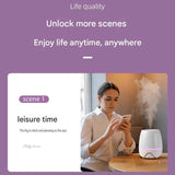 3-piece Office Comfort Gift Bundle Set – White Aromatherapy Diffuser, White Self-Stirring Cup & Khaki Sherpa Throw Blanket for Work, Home & Travel Relaxation（Please provide your own gift box）