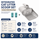 All-in-one Cat Litter Scoop Includes 2 rolls of trash bags- Detachable High-Capacity Waste Storage Bin with Garbage Bags, PP Material Cat Cleaning Tool for Efficient Litter Box Maintenance In Australia - Darrahopens
