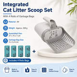 All-in-one Cat Litter Scoop Includes 4 rolls of trash bags - Detachable High-Capacity Waste Storage Bin with Garbage Bags, PP Material Cat Cleaning Tool for Efficient Litter Box Maintenance In Australia - Darrahopens