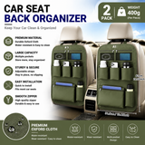 2 pcs Green Car Seat Back Organizer - 210D Oxford Cloth, Water-Resistant & Multi-Pocket Design - Space-Saving Storage for Cars, Camping & Home Use In Australia - Darrahopens