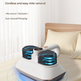 White Wireless Handheld Mite Remover Vacuum - Dual Cup Strong Suction UV Sterilization High Frequency Tapping Portable Bed Sofa Cleaner for Home In Australia - Darrahopens