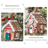 Double-crutch model Gingerbread House Christmas Tree Ornament - Made of polymer clay with snowflake details, perfect for Christmas decorations, suitable for home and window displays In Australia - Darrahopens