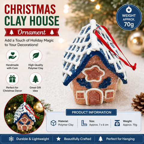Blue Eaves Style Gingerbread House Christmas Tree Ornament - Made of polymer clay with snowflake details, perfect for Christmas decorations, suitable for home and window displays In Australia - Darrahopens