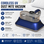 Blue Cordless UV-C Mite Remover Vacuum - 400ml Dust Cup, High-Frequency Tapping, Ergonomic Handle, Deep Cleaning for Bedding carpet Sofa Pet Hair In Australia - Darrahopens