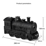 Black Retro Train Aromatherapy Humidifier - 300ml Ultrasonic Cool Mist Diffuser with Jellyfish Smoke Ring, LED Night Light  for Bedroom Office Desk Decor