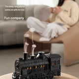 Black Retro Train Aromatherapy Humidifier - 300ml Ultrasonic Cool Mist Diffuser with Jellyfish Smoke Ring, LED Night Light  for Bedroom Office Desk Decor