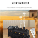 Silvery Retro Train Aromatherapy Humidifier - 300ml Ultrasonic Cool Mist Diffuser with Jellyfish Smoke Ring, LED Night Light  for Bedroom Office Desk Decor