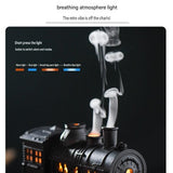 Winter Home Cleaning Comfort Kit - Black Retro Train Aromatherapy Humidifier and White Cordless UV Mite Remover Vacuum - 300ml Ultrasonic Mist with Jellyfish Smoke Ring, 400ml Dust Cup, LED Night Light, Remote Control for Bedroom and Bedding Cleaning