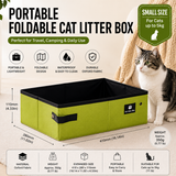 Green Small size Portable Foldable Cat Litter Box - Oxford Fabric Waterproof pet Travel Toilet with High Walls, Lightweight 350g Design for Road Trips Camping and Pet Transport In Australia - Darrahopens