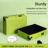Black Small size Portable Foldable Cat Litter Box - Oxford Fabric Waterproof pet Travel Toilet with High Walls, Lightweight 350g Design for Road Trips Camping and Pet Transport