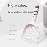 White Large-surface cat litter scoop—made of PP material, featuring a fine-mesh design and an ergonomic handle; 28 cm in length. Suitable for tofu litter and clumping litter; an easy-to-clean tool for clearing away pet waste